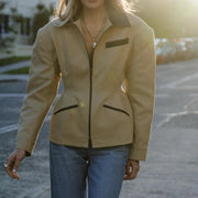Contrast-Trim Zip Jacket