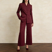 Collarless Blazer and Pants Set