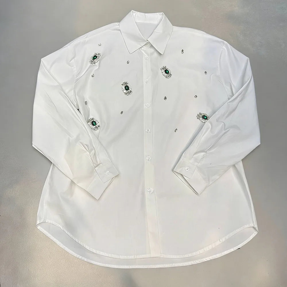 Scattered Embellished Button Shirt