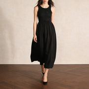 Gathered Sleeveless A-Line Dress