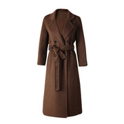 Double-Breasted Brown Tie-Waist Coat