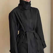 Stand-Collar Tie-Waist Jacket