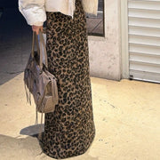 Leopard-Print Long Skirt