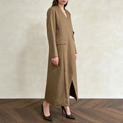 Asymmetric Single-Button Long Coat