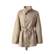 Tie-Waist Stand-Collar Jacket