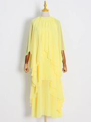Tiered Ruffle-Hem Relaxed Dress