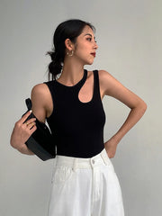 Cutout-Neck Sleeveless Tank Top