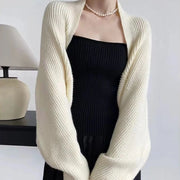 Balloon-Sleeve Cropped Cardigan