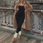 Textured Wide-Collar Long Coat