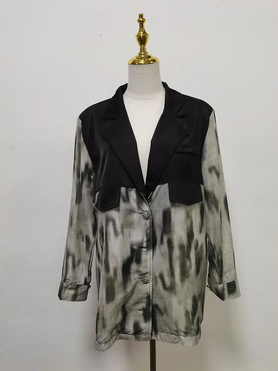 Abstract-Panel Longline Blazer