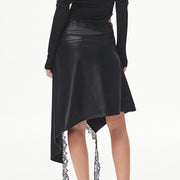 Lace-Trim Asymmetric Skirt