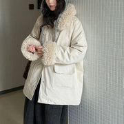 Fluffy-Trim Patch-Pocket Coat