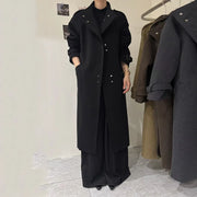 Stand-Collar Longline Button Coat