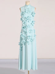Floral Applique Sleeveless Dress