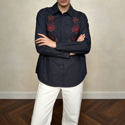Floral Embroidered Button-Up Shirt