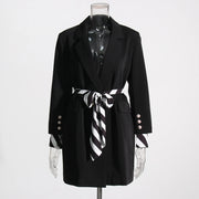 Striped-Trim Longline Blazer