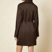 High-Neck Long-Sleeve Mini Dress