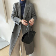 Notched-Lapel Long Coat