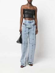 Cutout-Waist Wide-Leg Jeans