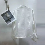 Lace-Panel Fitted Button Blouse