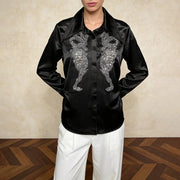 Embellished Glossy Button Shirt