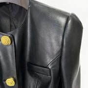 Glossy Collarless Button Jacket