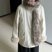 Fluffy-Trim Patch-Pocket Coat