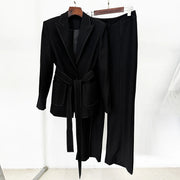 Tie-Waist Blazer and Pants Set