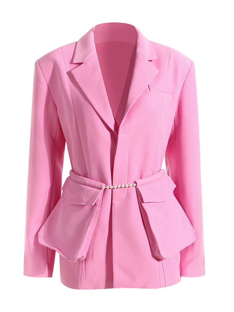 Bead-Detail Waist Blazer