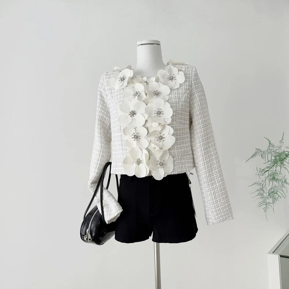 Floral Applique Textured Jacket