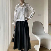 Embellished Glossy Cropped Shirt