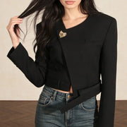Asymmetric-Hem Cropped Jacket