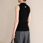 Keyhole-Detail Sleeveless High-Neck Top