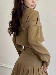 Buckle-Detail Cropped Jacket