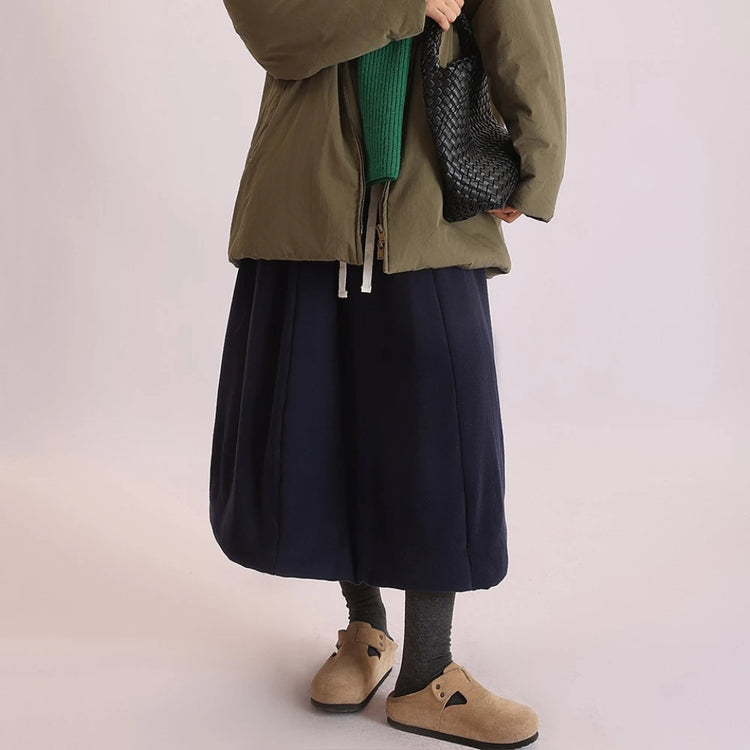 Balloon-Hem Long Skirt
