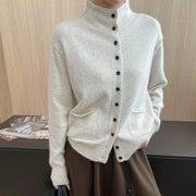 Stand-Collar Pocket-Detail Cardigan