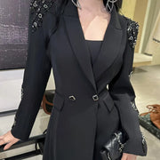 Embellished-Shoulder Blazer Dress