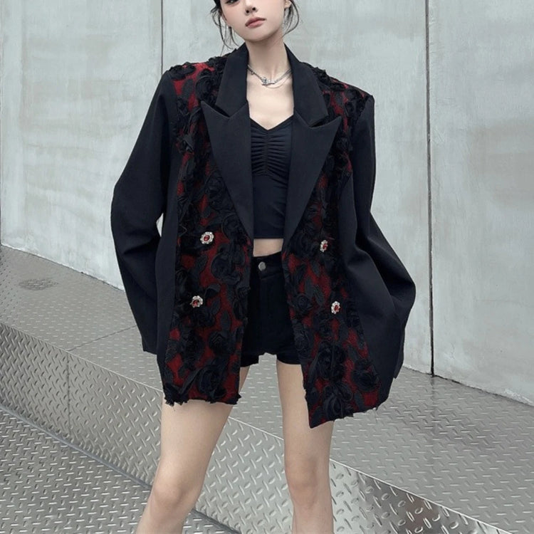 Floral-Panel Relaxed Blazer