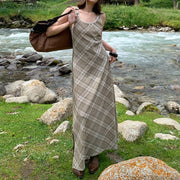 Plaid Sleeveless Long Dress