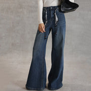 Lace-Up Waist Wide-Leg Jeans