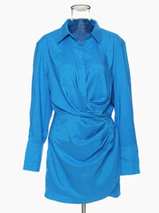Draped-Waist Mini Shirt Dress