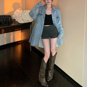 Button-Front Mini Shirt Dress
