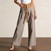 Contrast-Waist Wide-Leg Pants