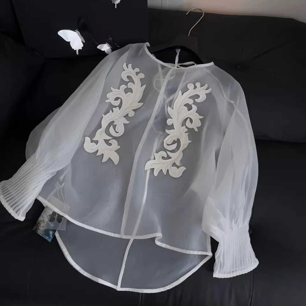 Floral Sheer Top and Skirt Set