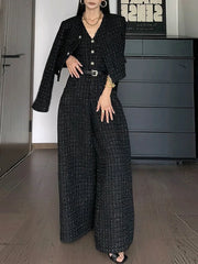 Plaid Jacket and Jumpsuit Set