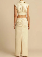 Halter Top and Ruched Skirt Set