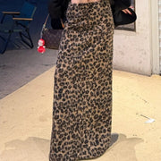Leopard-Print Long Skirt