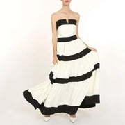 Colorblock Strapless Long Dress