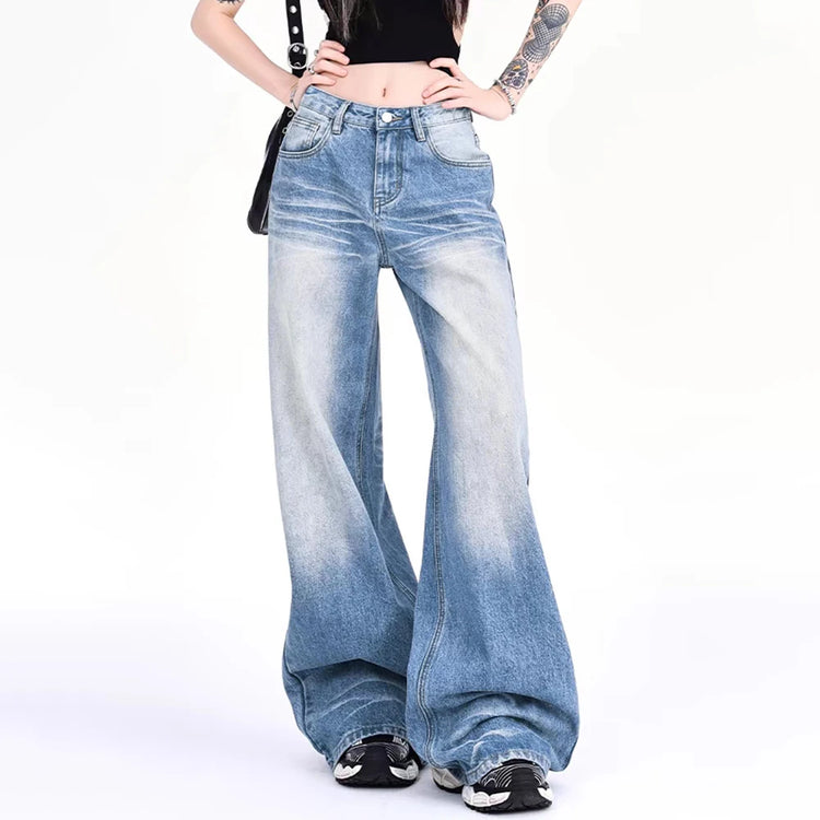 Faded Relaxed Wide-Leg Jeans