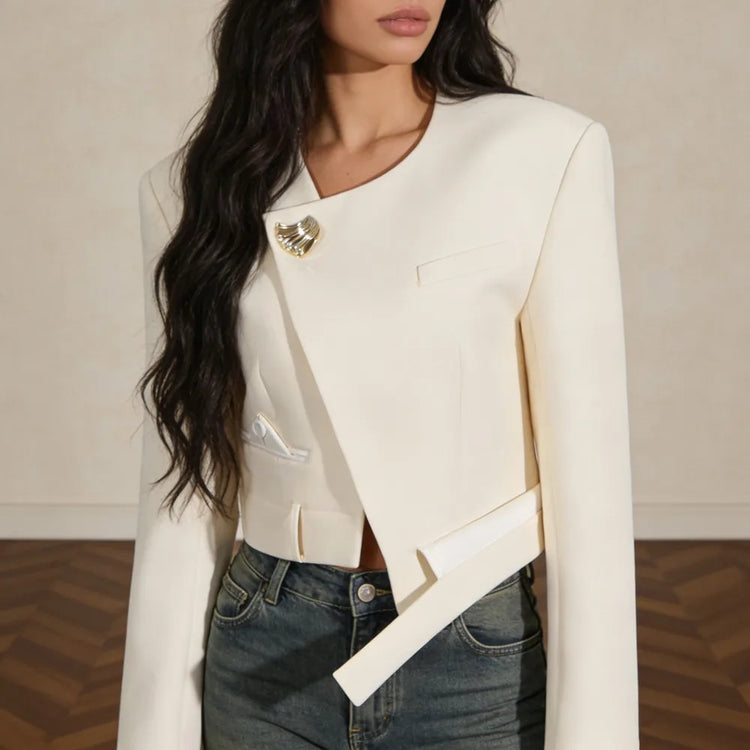 Asymmetric-Hem Cropped Jacket